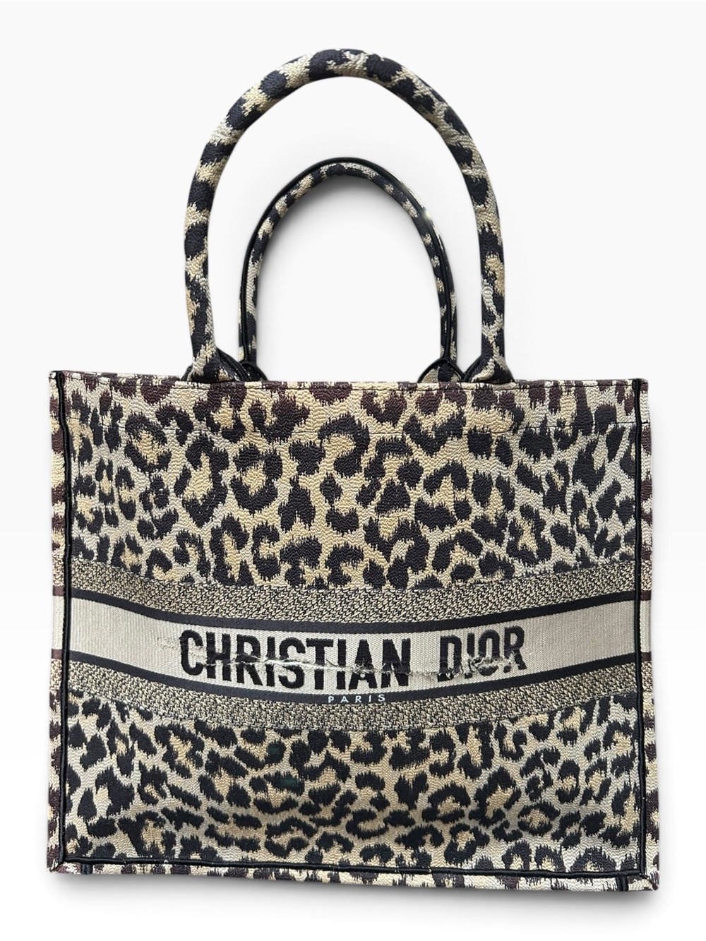 Authentic Christian Dior Mizza Leopard Book Tote Canvas - Distressed / Read Desc